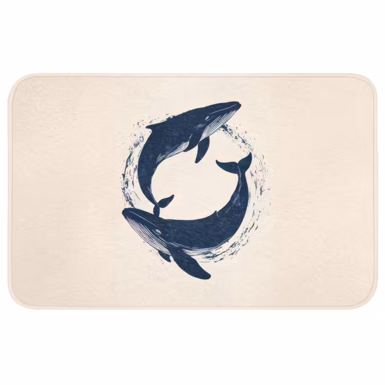 Badmat - Walvissen - Spetters - Cirkel - Donkerblauw — 1