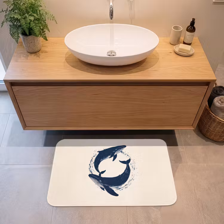Badmat - Walvissen - Spetters - Cirkel - Donkerblauw — 2