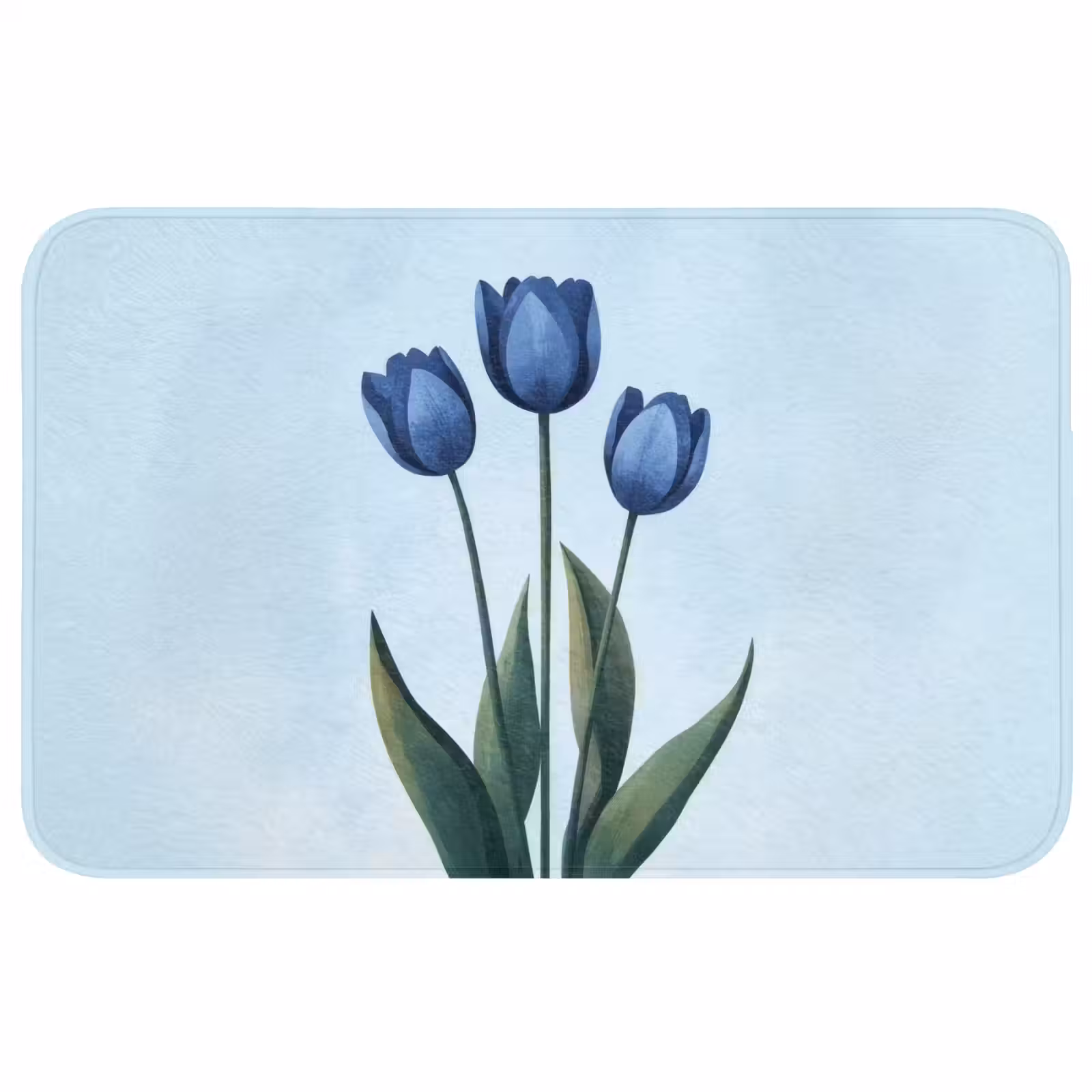 Badmat - Tulpen - Blauw - Bladeren — 1