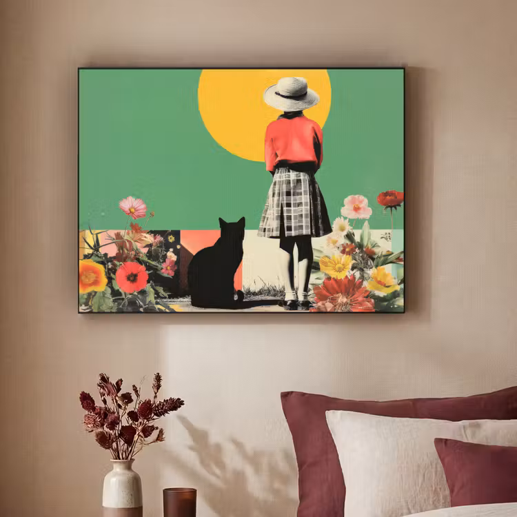Art Frame - Retro - Meisje - Kat - Zon — 2