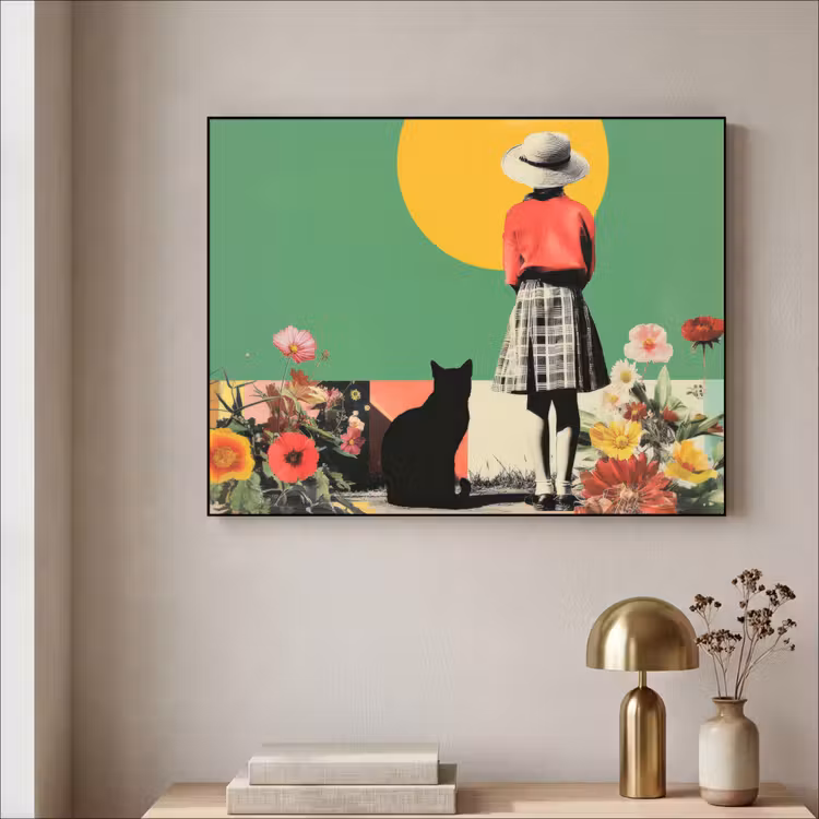 Art Frame - Retro - Meisje - Kat - Zon — 3