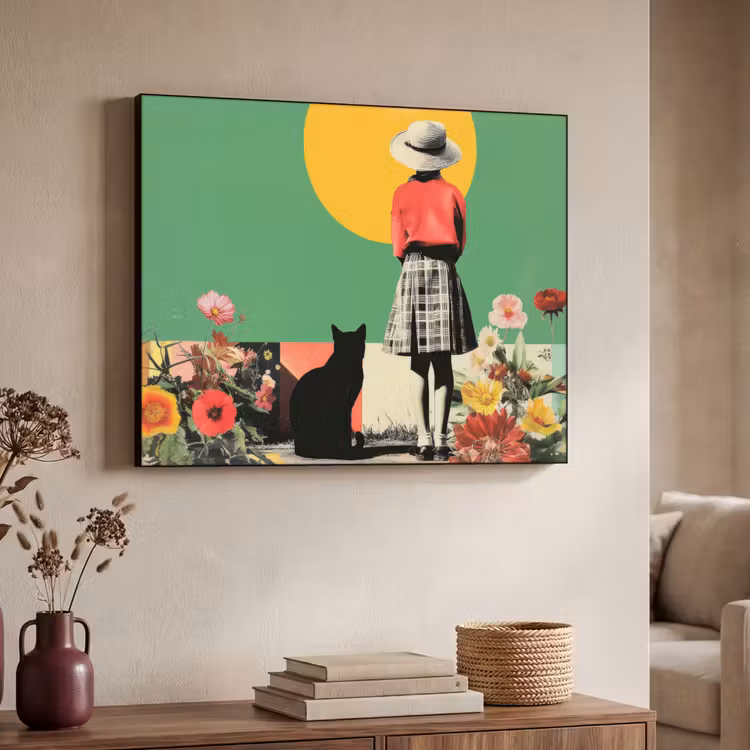 Art Frame - Retro - Meisje - Kat - Zon — 4