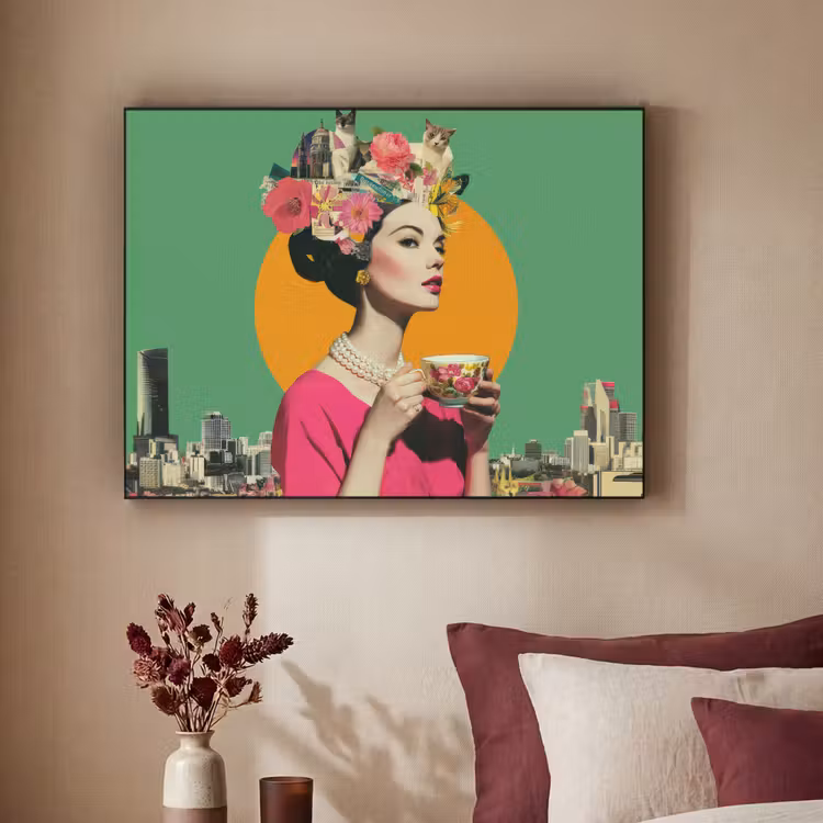 Art Frame - Retro - Vrouw - Stad - Zon — 2