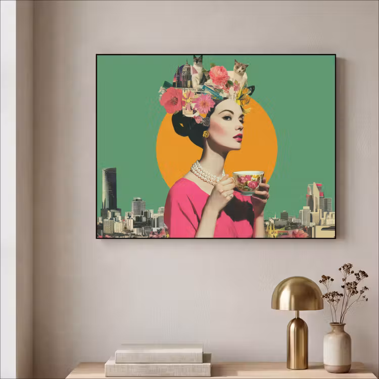 Art Frame - Retro - Vrouw - Stad - Zon — 3