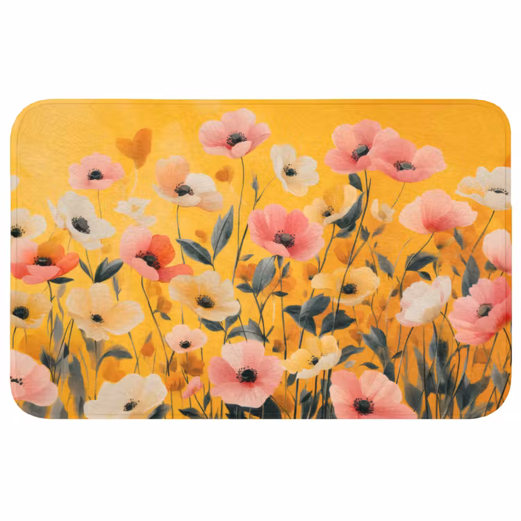 Badmat - Bloemen - Veld - Geel — 1