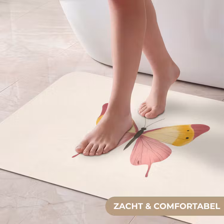 Badmat - Vlinder - Illustratie - Roze — 5