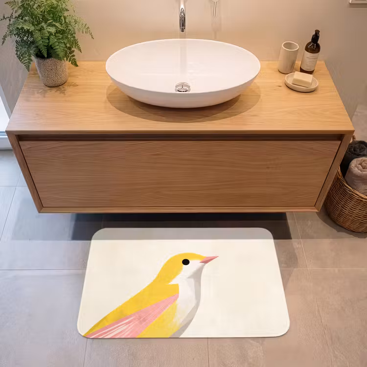 Badmat - Vogel - Minimalistisch - Geel — 2