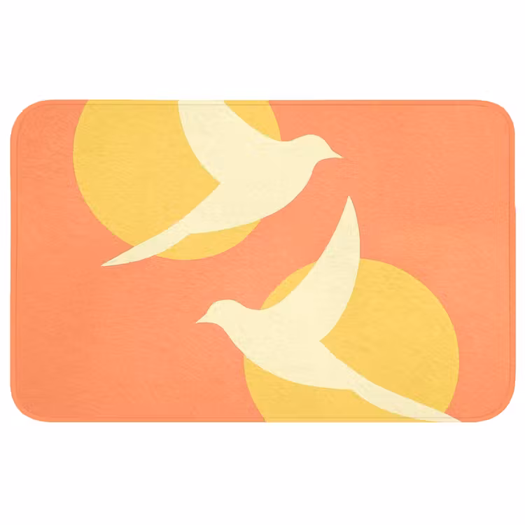 Badmat - Vogels - Cirkels - Geel — 1