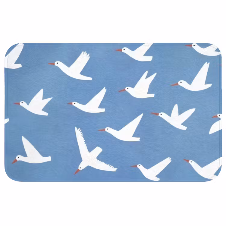 Badmat - Vogels - Wit - Patroon — 1