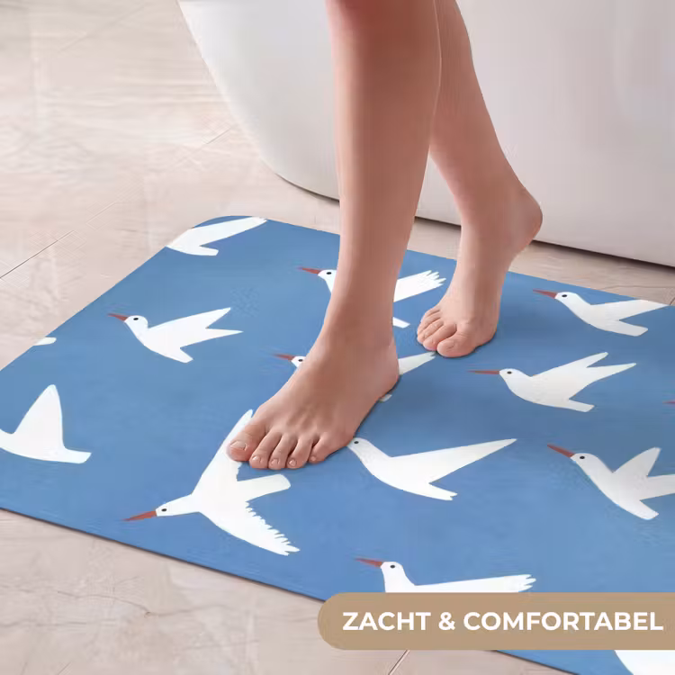 Badmat - Vogels - Wit - Patroon — 5