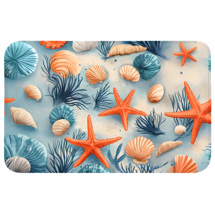 Badmat - Zeesterren - Schelpen - Illustratie - Zand — 1
