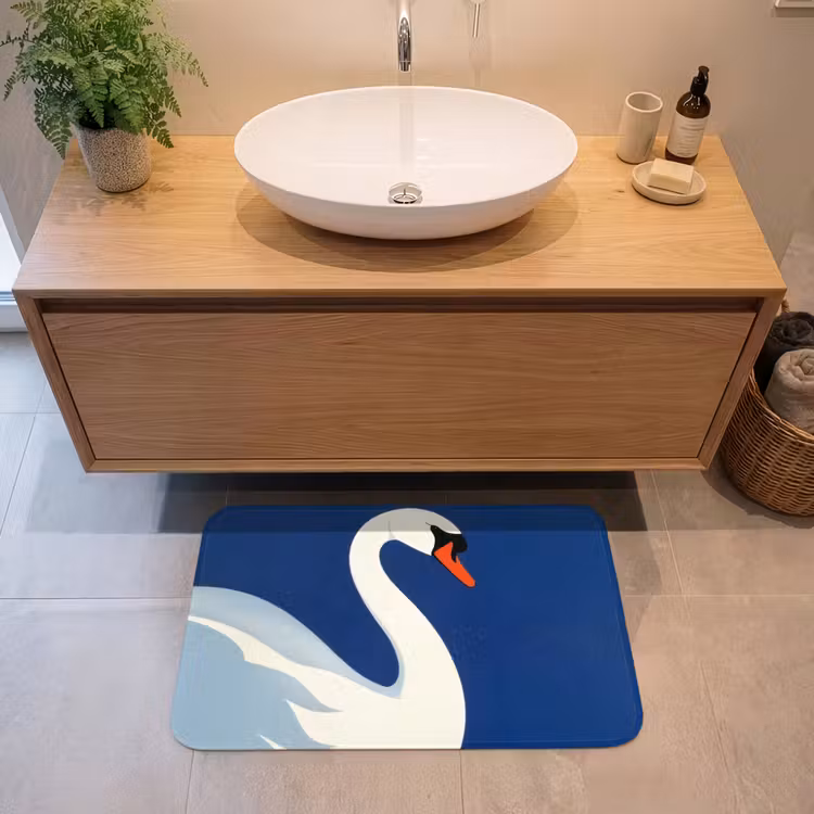 Badmat - Zwaan - Wit - Snavel - Illustratie — 2