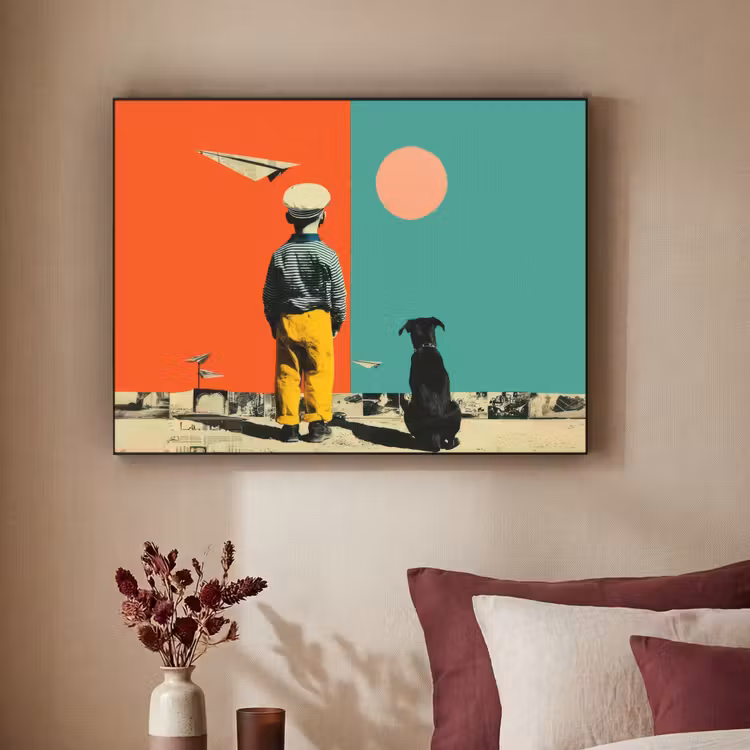 Art Frame - Retro - Jongen - Hond - Rood - Groen — 2