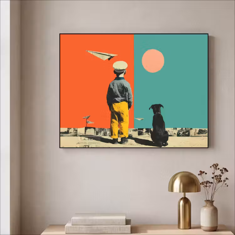 Art Frame - Retro - Jongen - Hond - Rood - Groen — 3