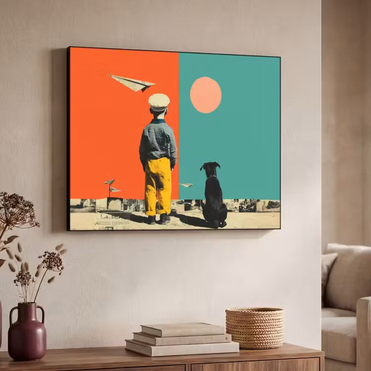 Art Frame - Retro - Jongen - Hond - Rood - Groen — 4