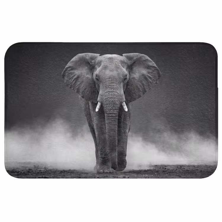 Badmat - Olifant - Zwart - Wit - Rook — 1