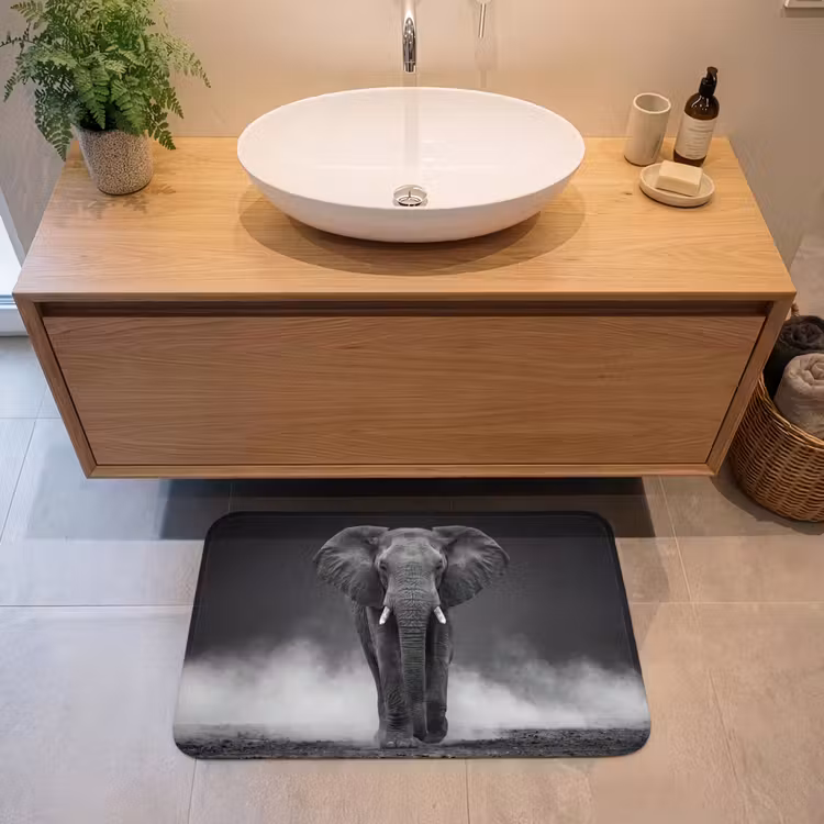 Badmat - Olifant - Zwart - Wit - Rook — 2