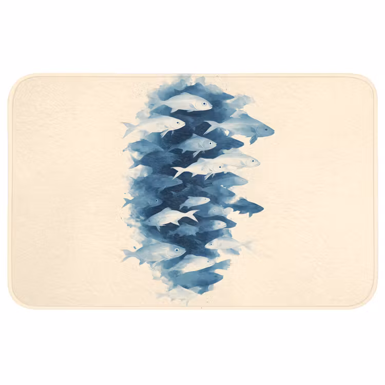 Badmat - Vissen - Minimalistisch - Blauw — 1