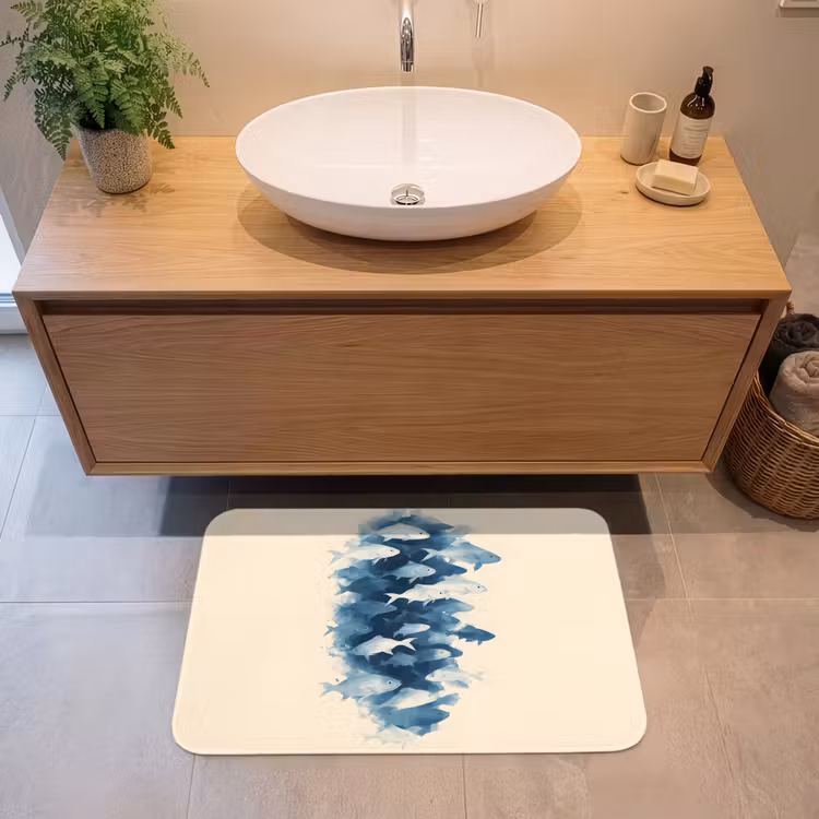 Badmat - Vissen - Minimalistisch - Blauw — 2