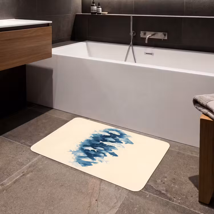 Badmat - Vissen - Minimalistisch - Blauw — 4