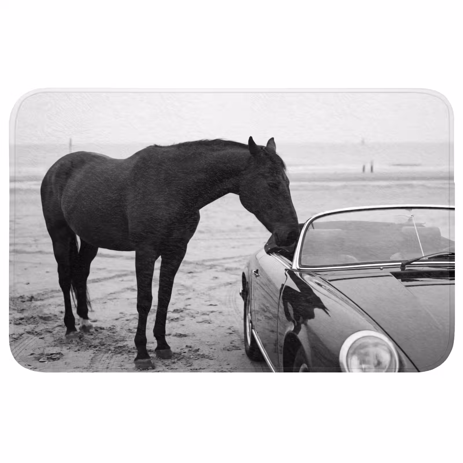 Badmat - Paard - Auto - Zwart - Wit — 1