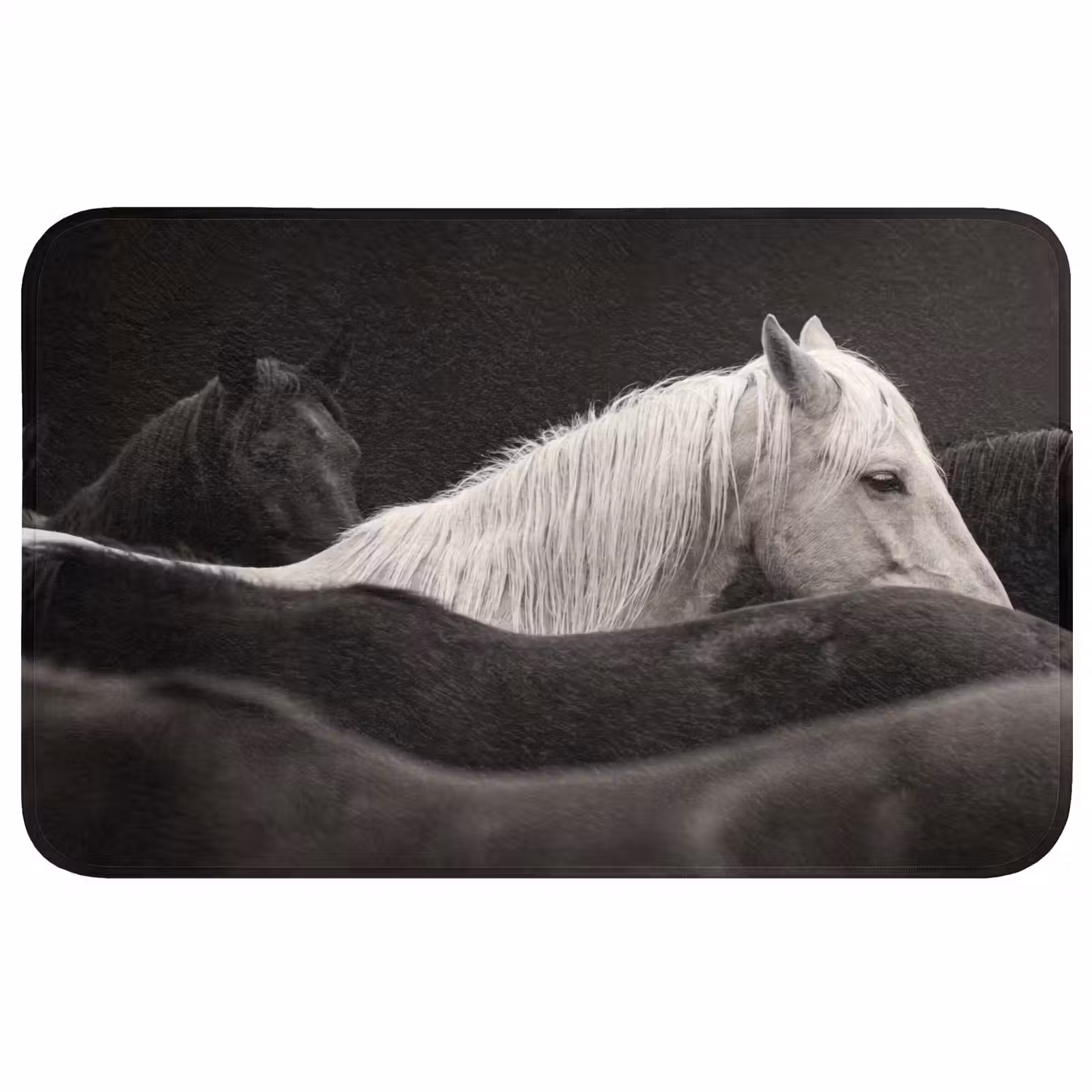 Badmat - Paarden - Zwart - Wit - Kudde — 1