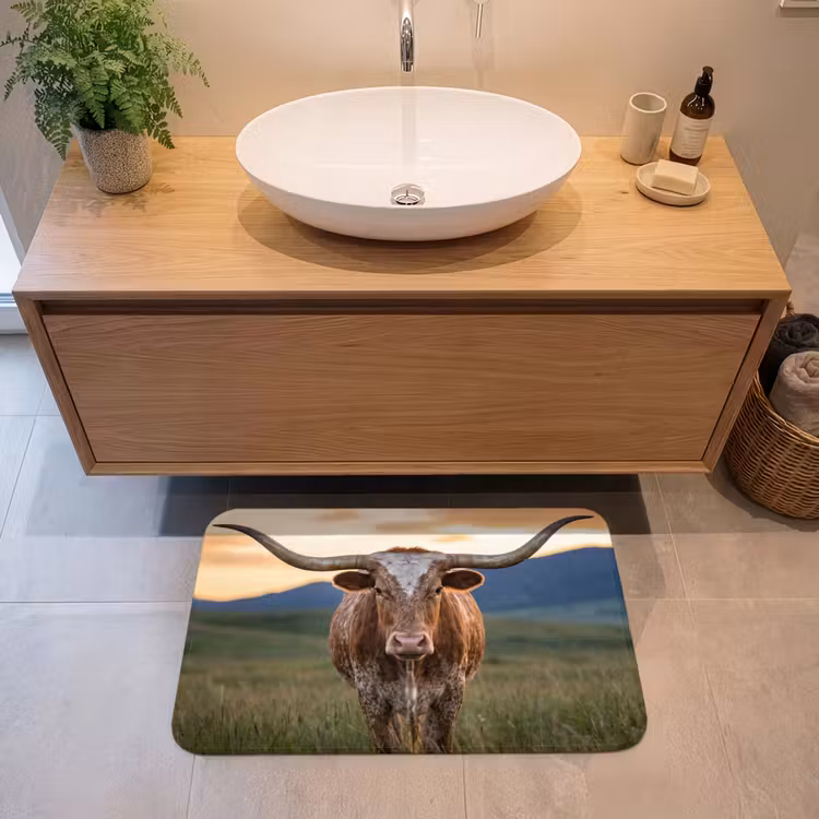 Badmat - Longhorn - Landschap - Zonsondergang — 2