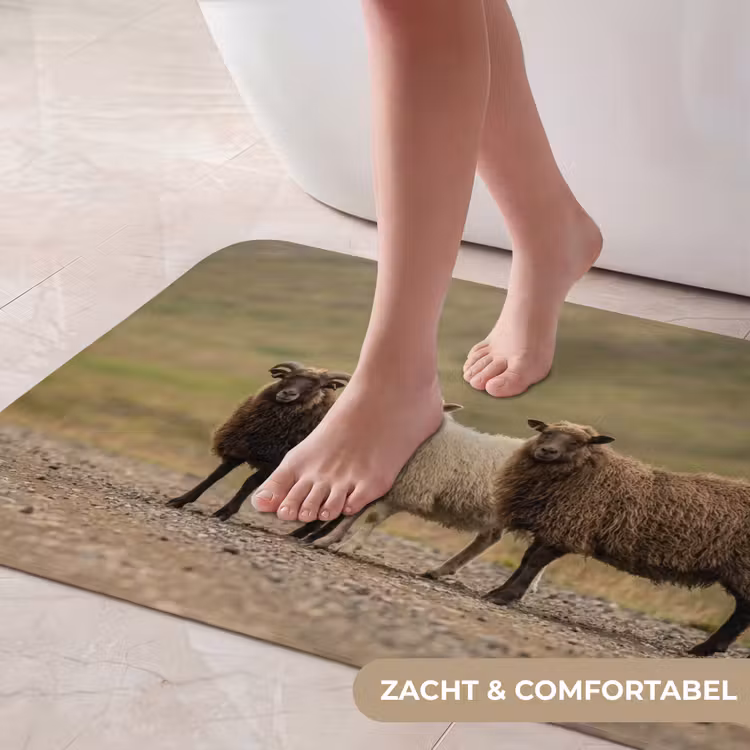 Badmat - Schapen - Bruin - Wit - Grindpad — 5