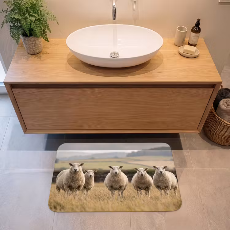 Badmat - Schapen - Weidenlandschap - Heuvels — 2