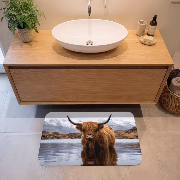 Badmat - Schotse hooglander - Bruin - Water — 2