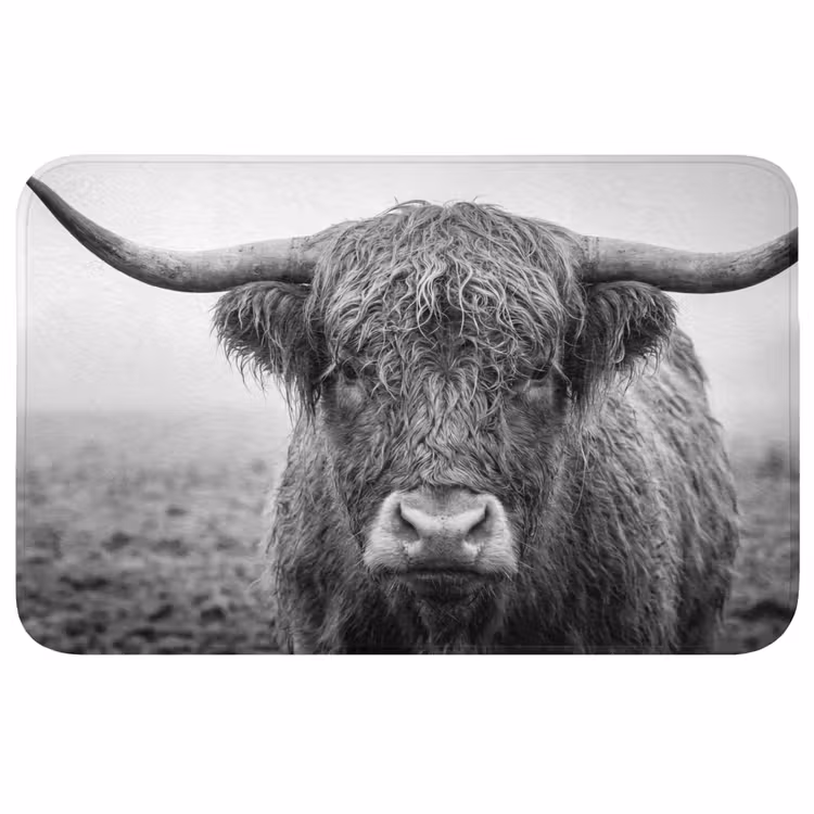 Badmat - Schotse hooglander - Zwart - Wit - Gras — 1