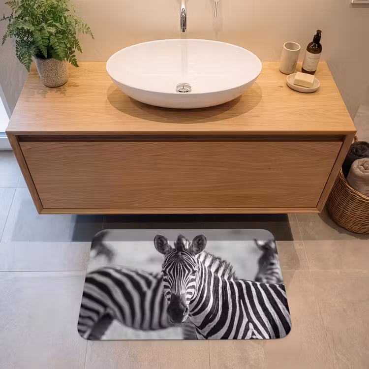 Badmat - Zebra's - Zwart - Wit — 2