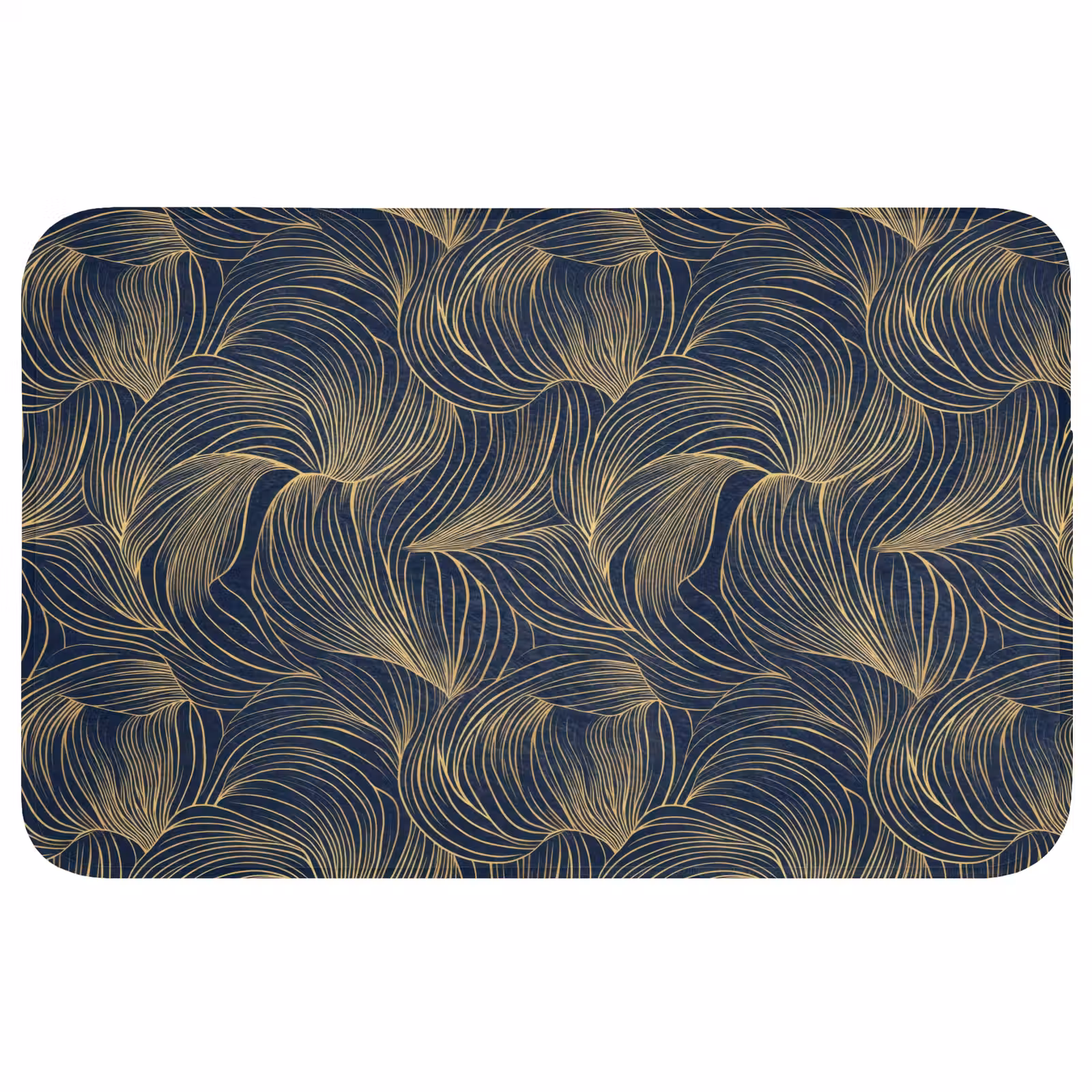 Badmat - Abstract - Lijnen - Blauw - Goud — 1