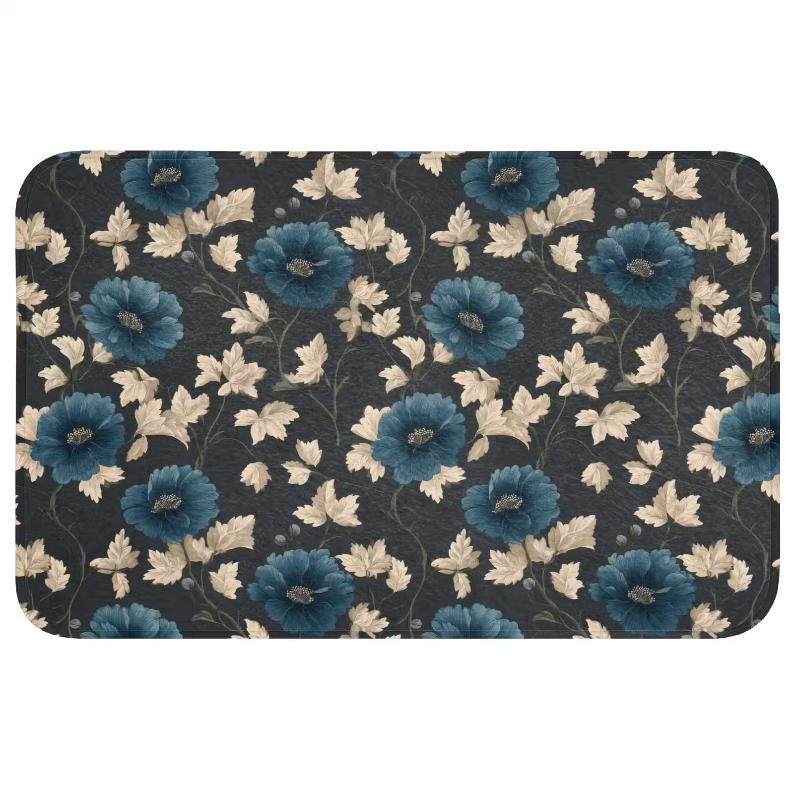Badmat - Botanisch - Bloemen - Blauw — 1
