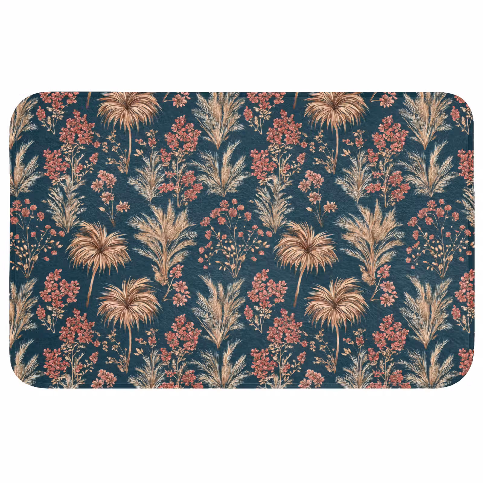 Badmat - Botanisch - Patroon - Blauw — 1