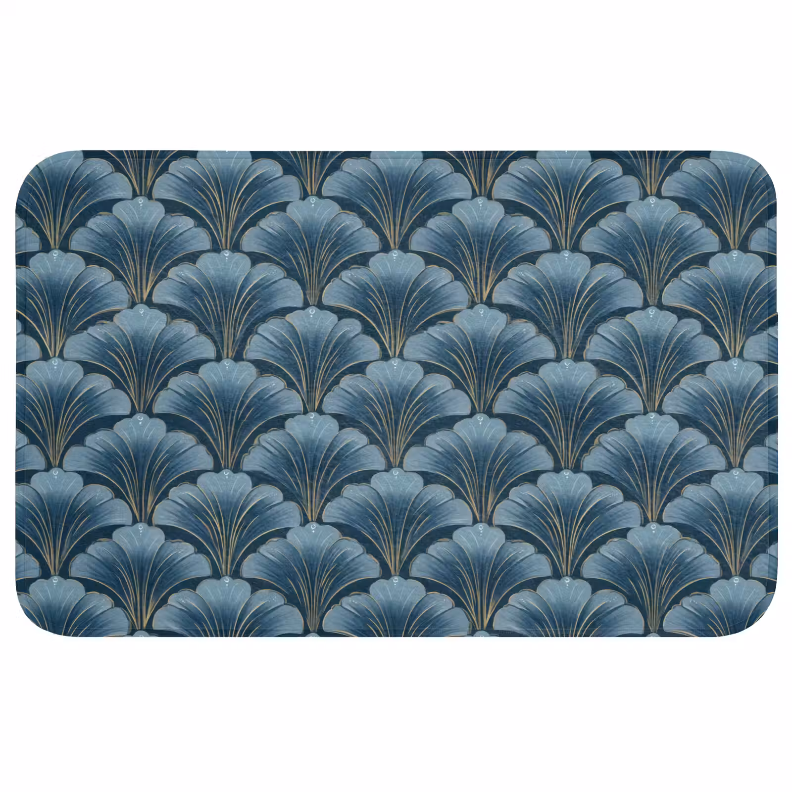 Badmat - Patroon - Ginkgoblad - Blauw — 1