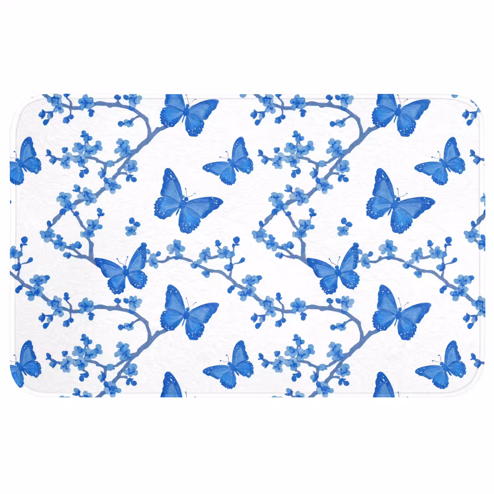 Badmat - Vlinder - Bloemen - Blauw — 1
