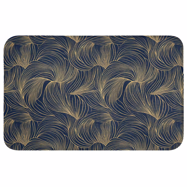Badmat - Abstract - Lijnen - Blauw - Goud — 1