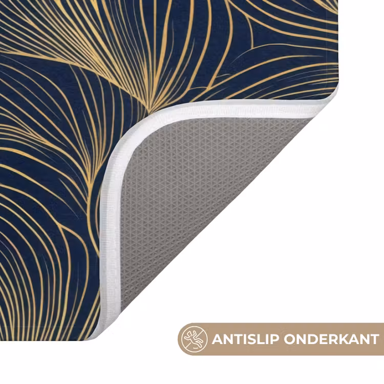 Badmat - Abstract - Lijnen - Blauw - Goud — 3