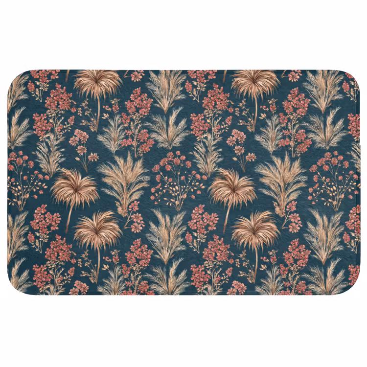 Badmat - Botanisch - Patroon - Blauw — 1