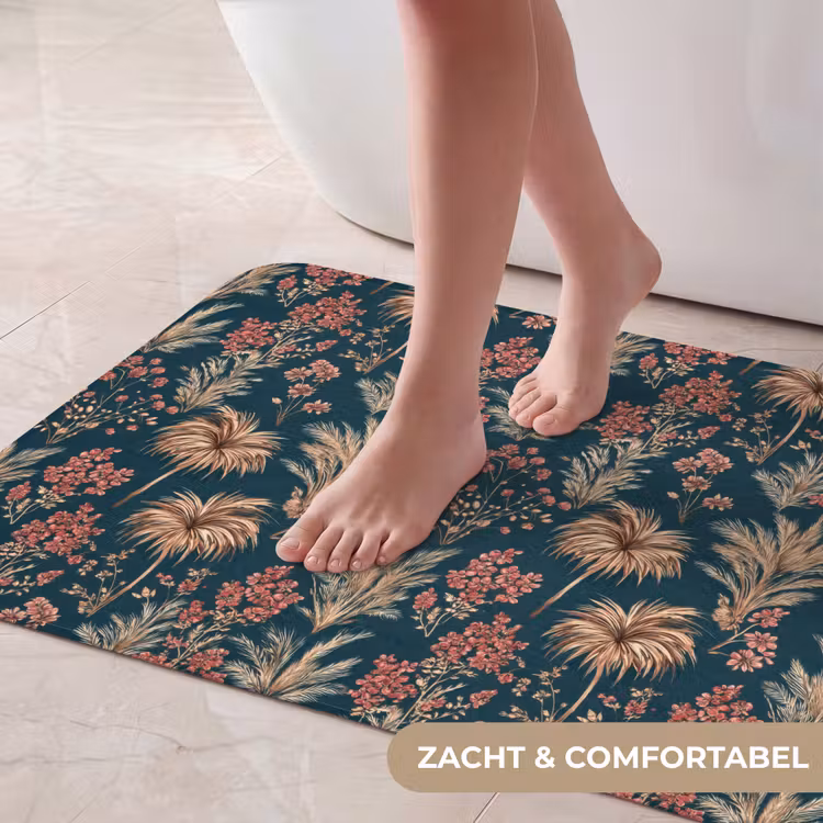 Badmat - Botanisch - Patroon - Blauw — 5