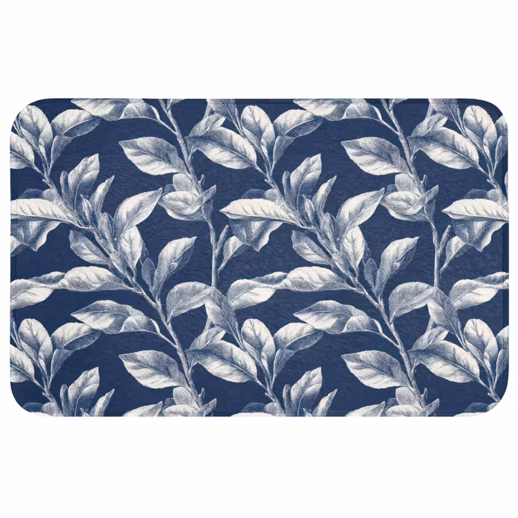 Badmat - Botanisch - Patroon - Blauw — 1