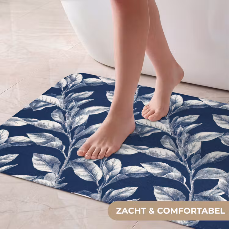Badmat - Botanisch - Patroon - Blauw — 5