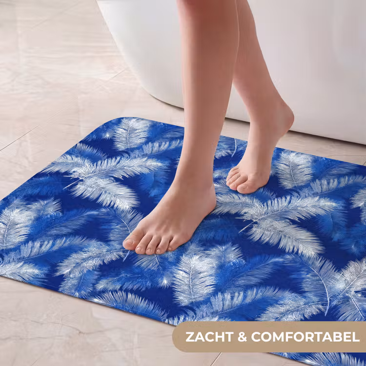 Badmat - Palmblad - Patroon - Blauw — 5
