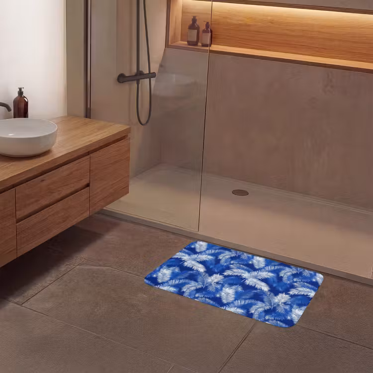 Badmat - Palmblad - Patroon - Blauw — 6