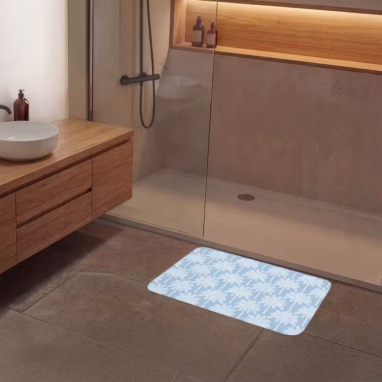 Badmat - Palmboom - Modern - Blauw — 6