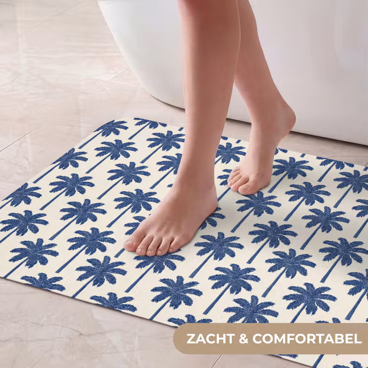 Badmat - Symmetrisch - Palm - Blauw — 5