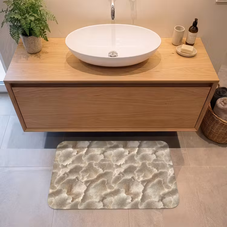 Badmat - Waaierstructuren - Beige - Vezeltextuur — 2