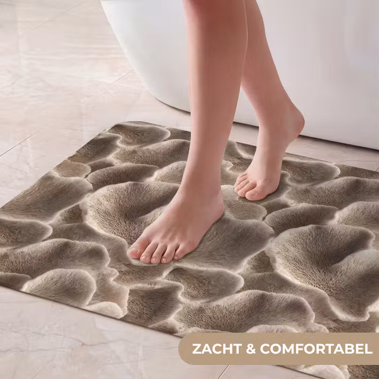 Badmat - Waaiervorm - Beige - Vezel textuur — 5