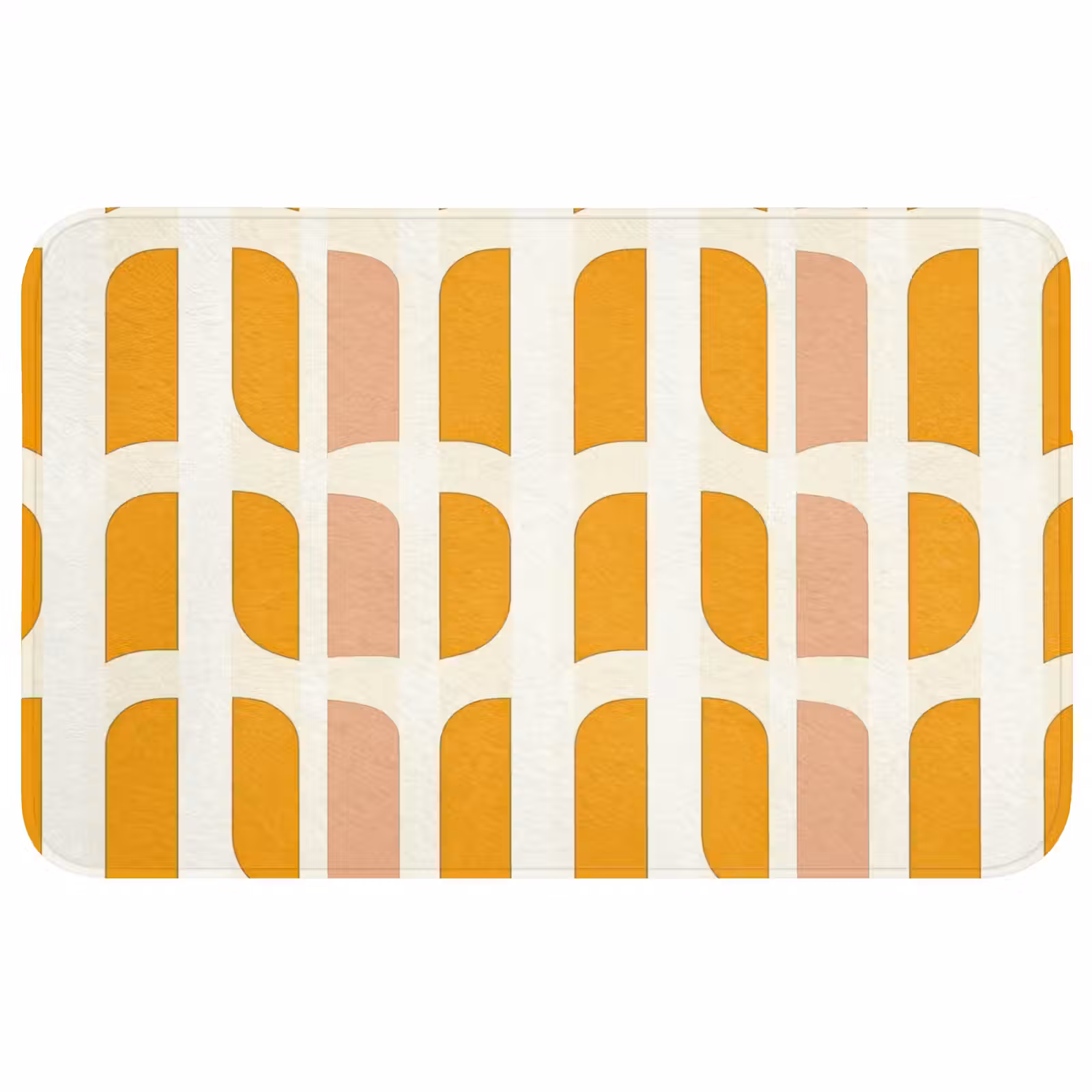 Badmat - Geometrisch - Patroon - Geel - Roze — 1